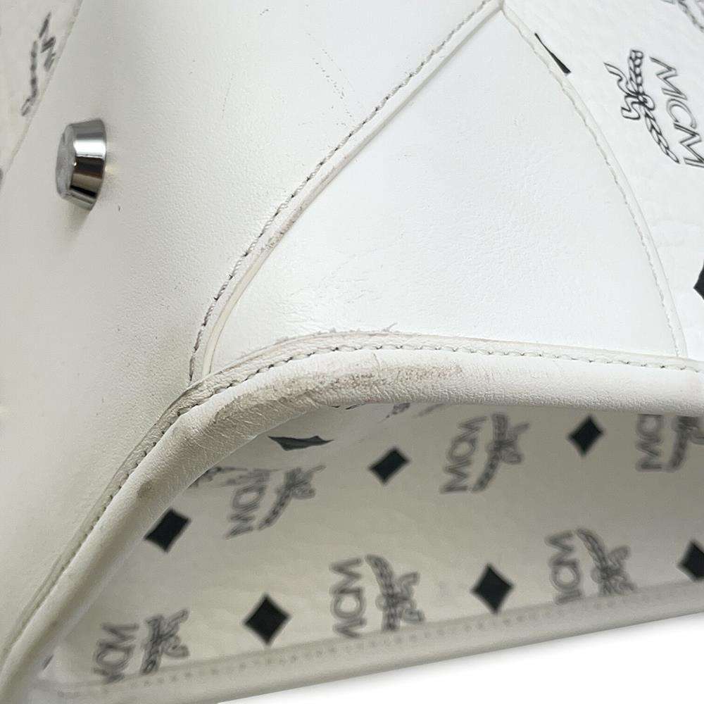MCM Tote Bag Munchen Extra Large Shoulder Bag White - Picture 8 of 15